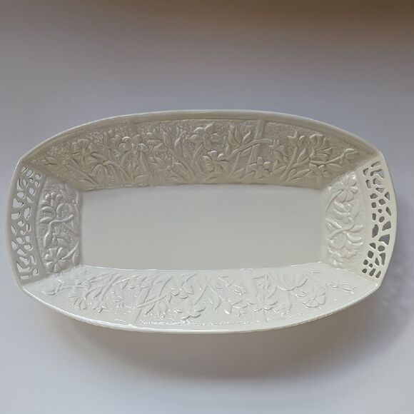 Lenox 120th Anniversary Collection Jasmine Rectangle Serving Tray Floral Lattice - Picture 1 of 15